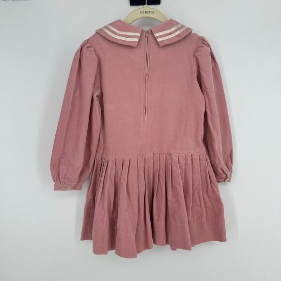 Vintage Laura Ashley Mother & Child Kids Girl Dress 3-4yo Corduroy Marine Pink - Picture 3 of 11